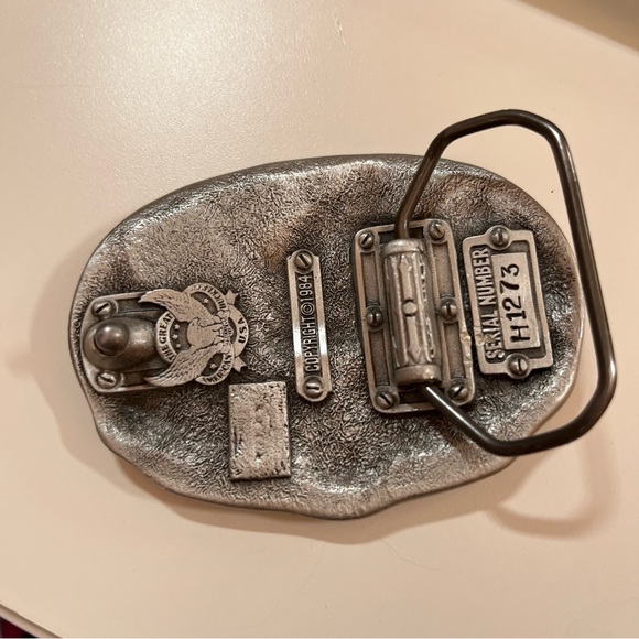 Vintage 1980's Las Vegas Heavy silver western trucker belt buckle made in USA - Picture 3 of 17